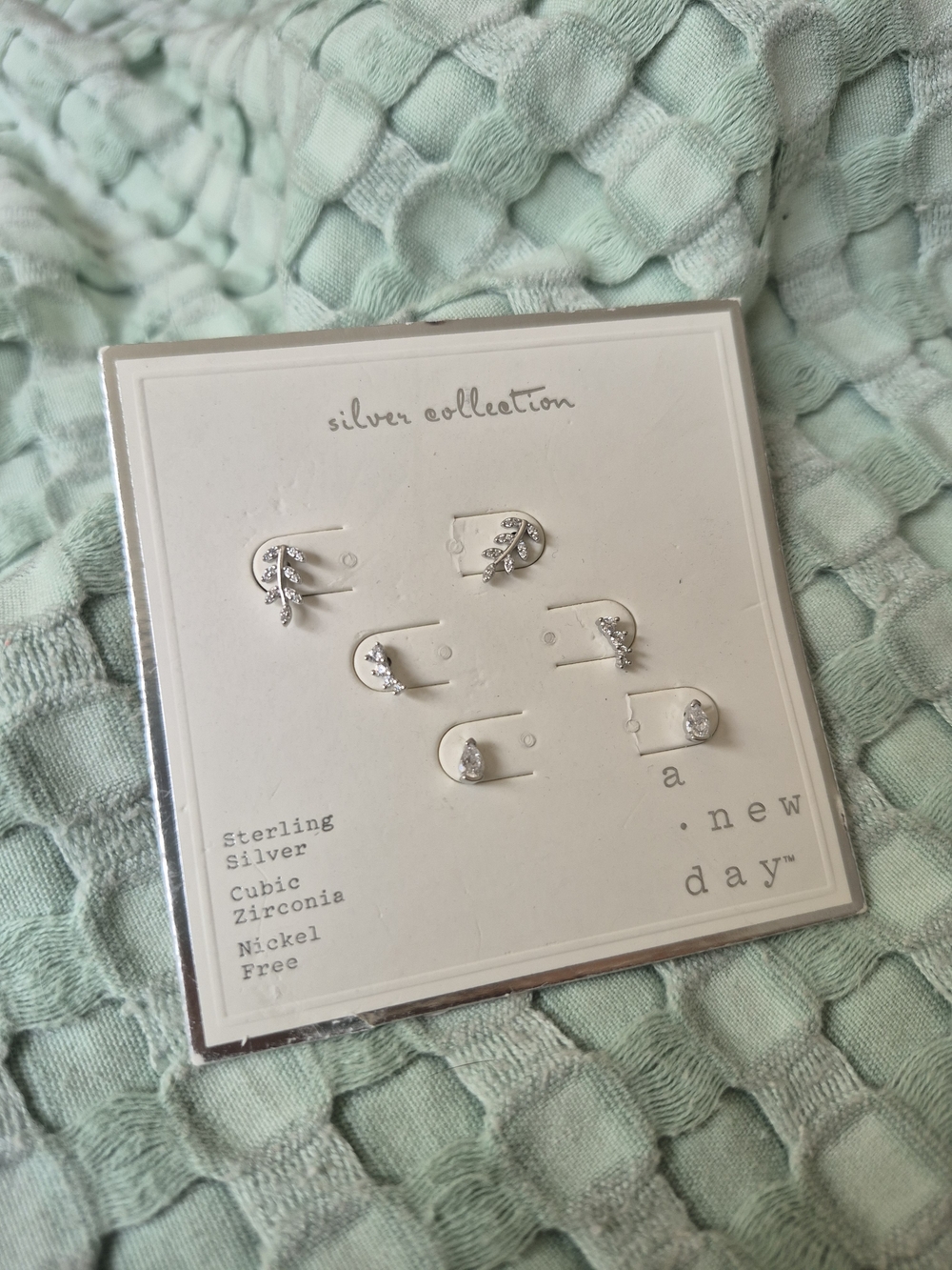 a new day Silver Cubic Zirconia Earring Set